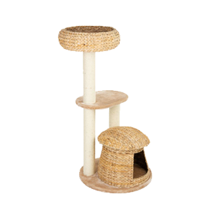 Árbol rascador mediano con cueva y materiales naturales