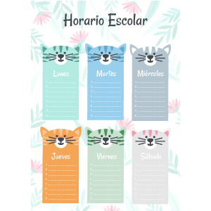 horario escolar gatos colores planning semanal gatos con consejos para cuidar de tu gato después de las vacaciones de verano ilustración maletas y gatos
